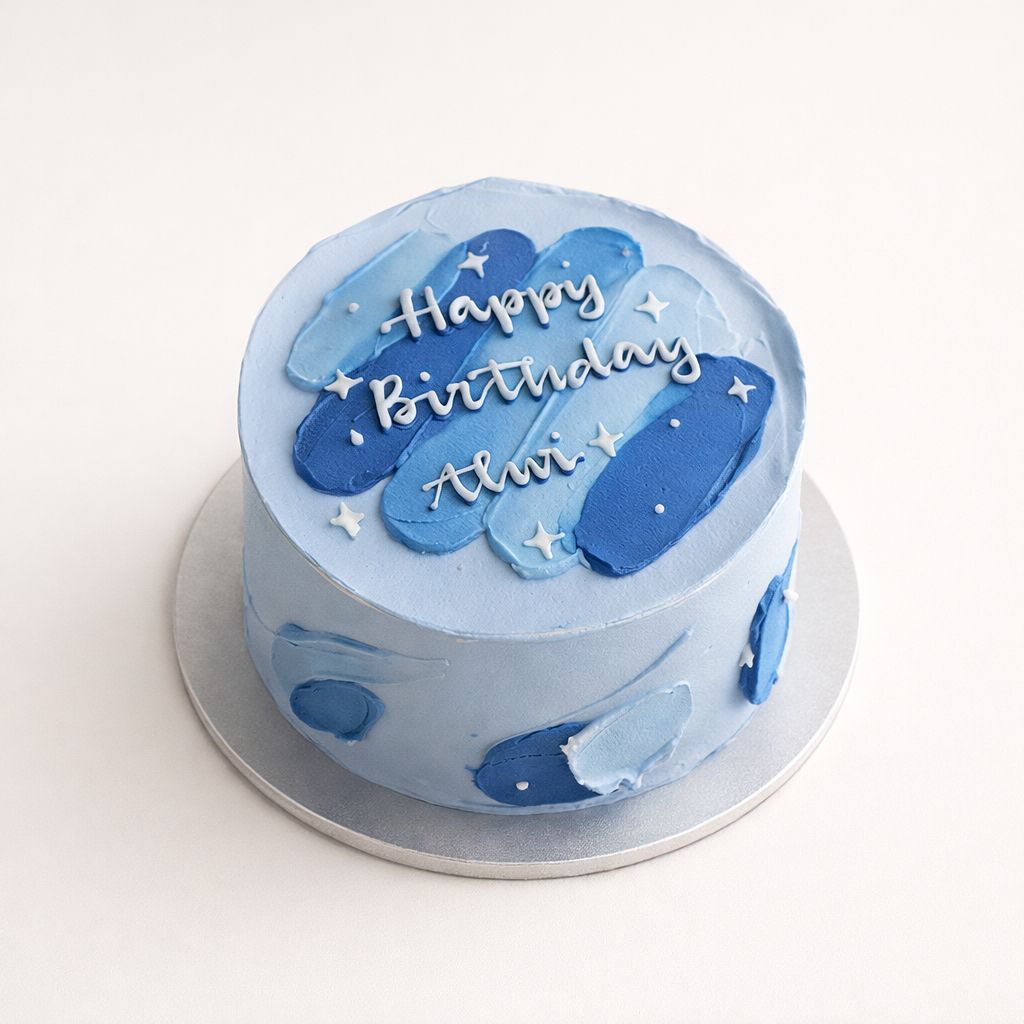 Blue Brushstroke Cake