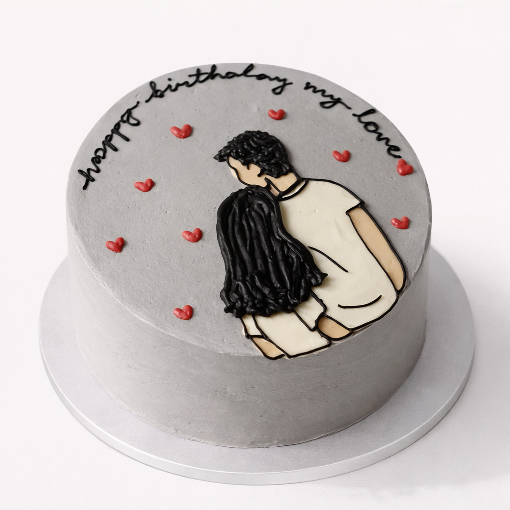 Couple Illustration Cake