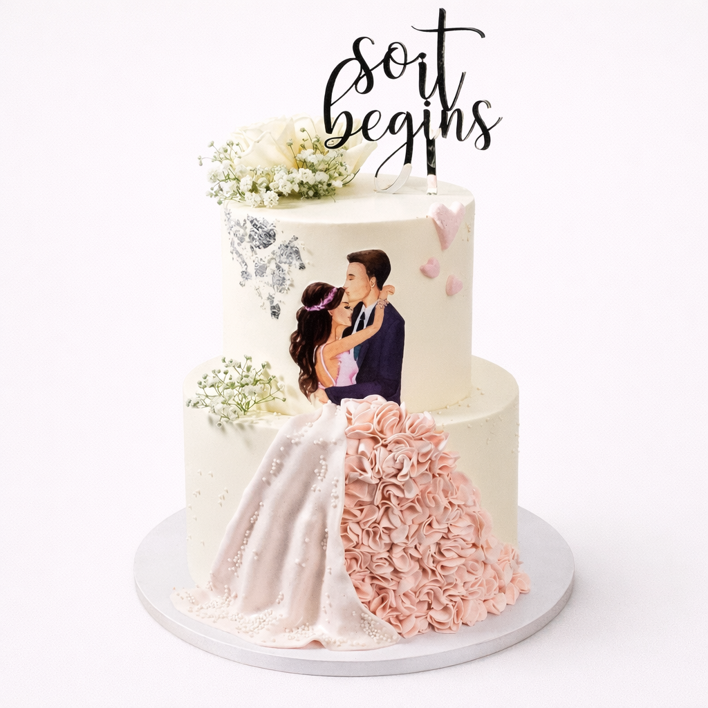 Elegant Couple Engagement Cake
