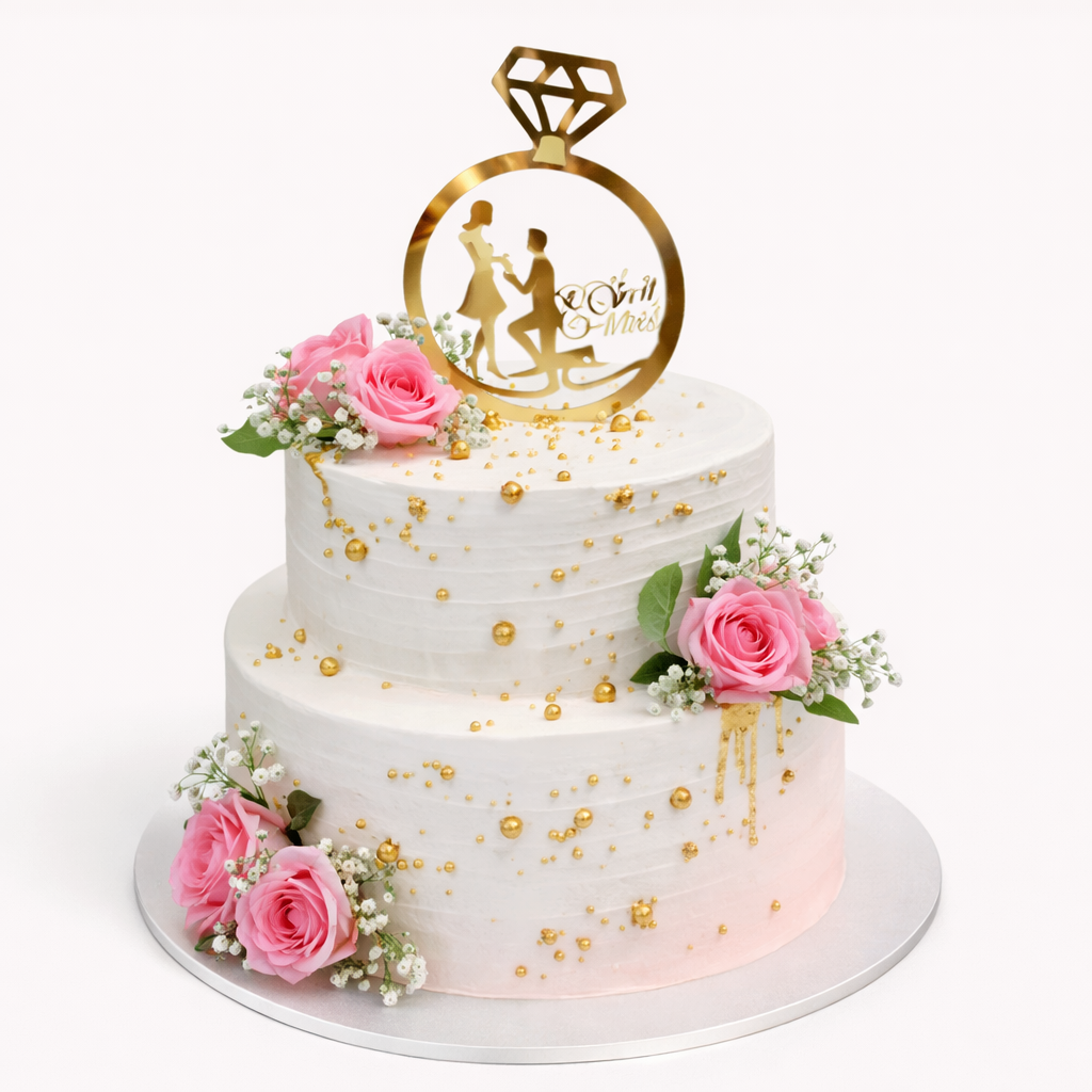 Elegant Bloom Engagement Cake
