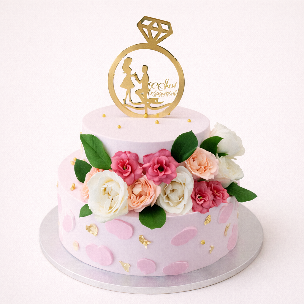 Blush Bloom Engagement Cake