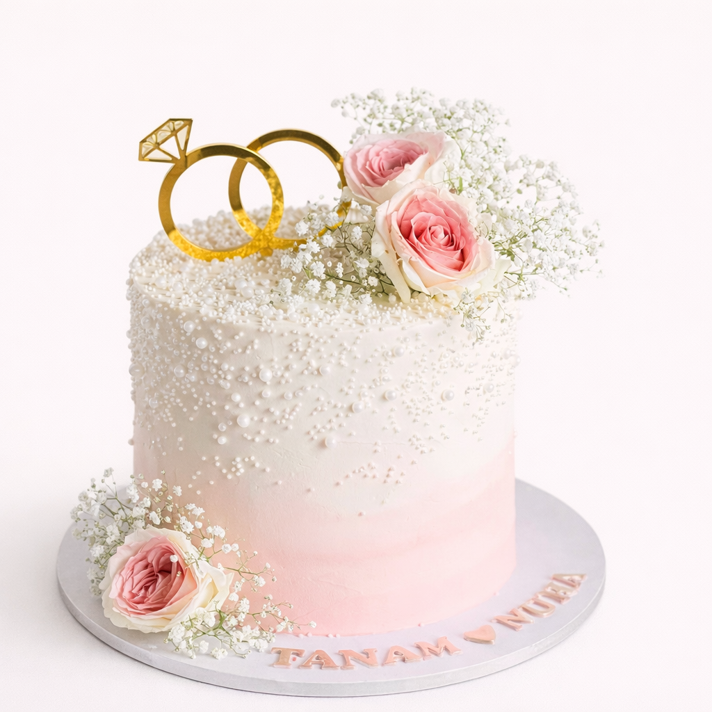 Pearl Blush Engagement Cake