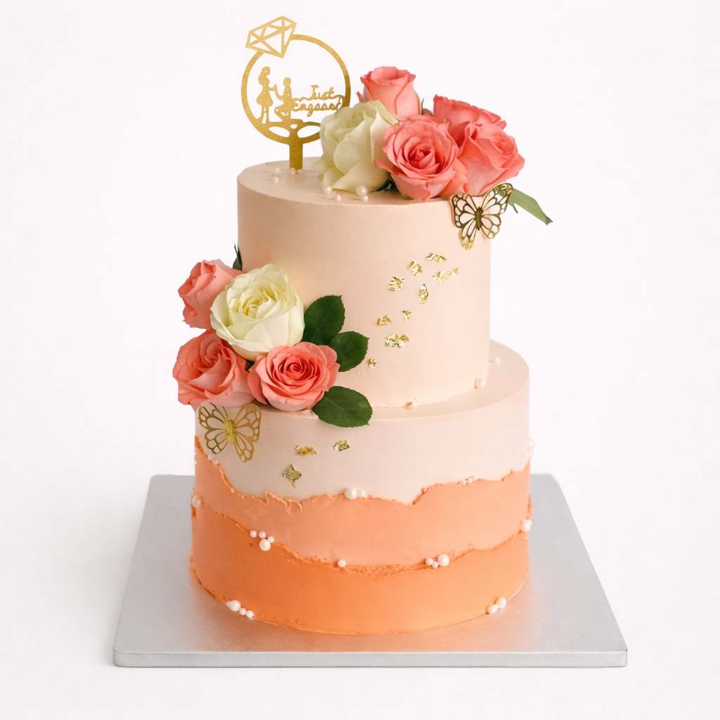 Peachy Engagement Cake