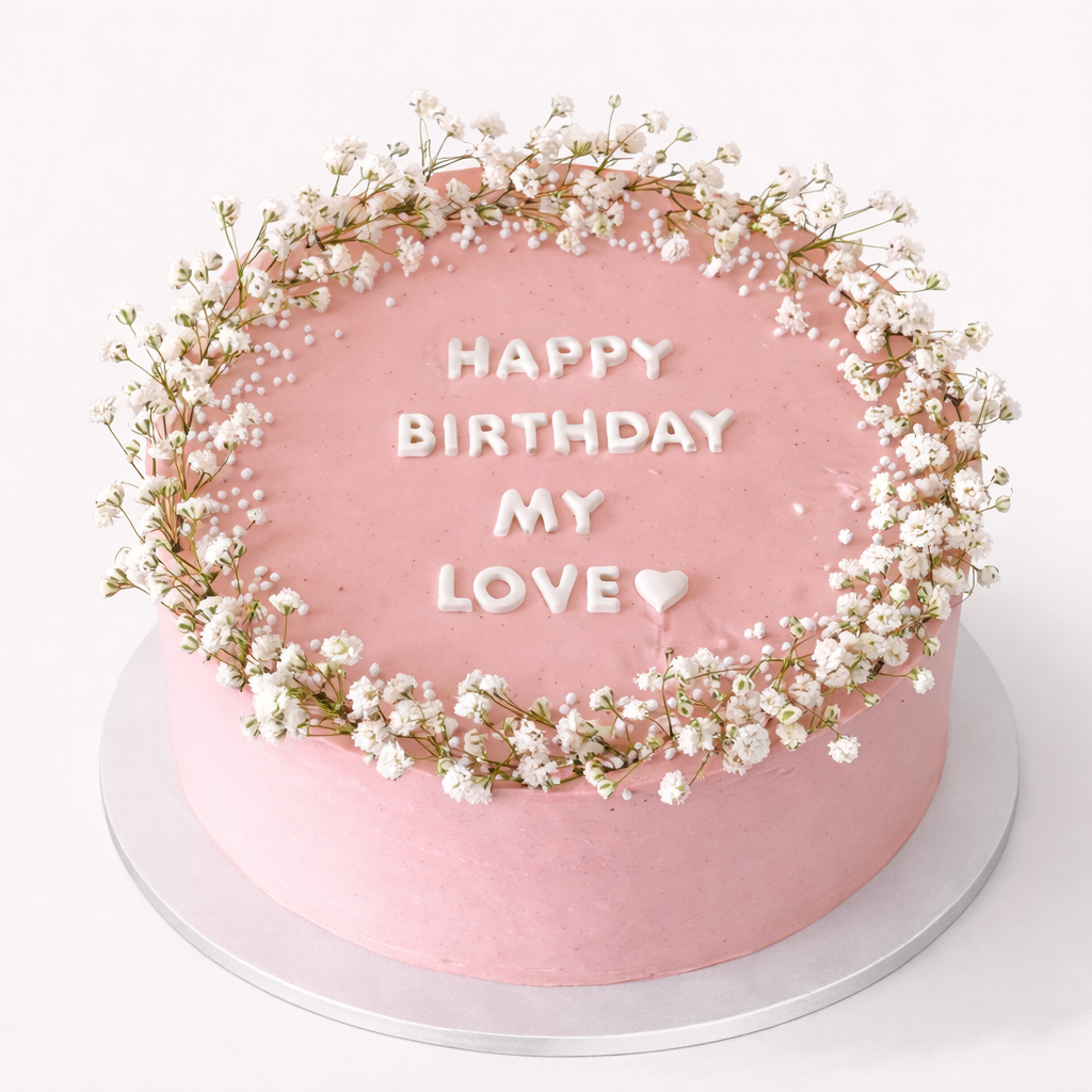 Blush Floral Birthday Cake