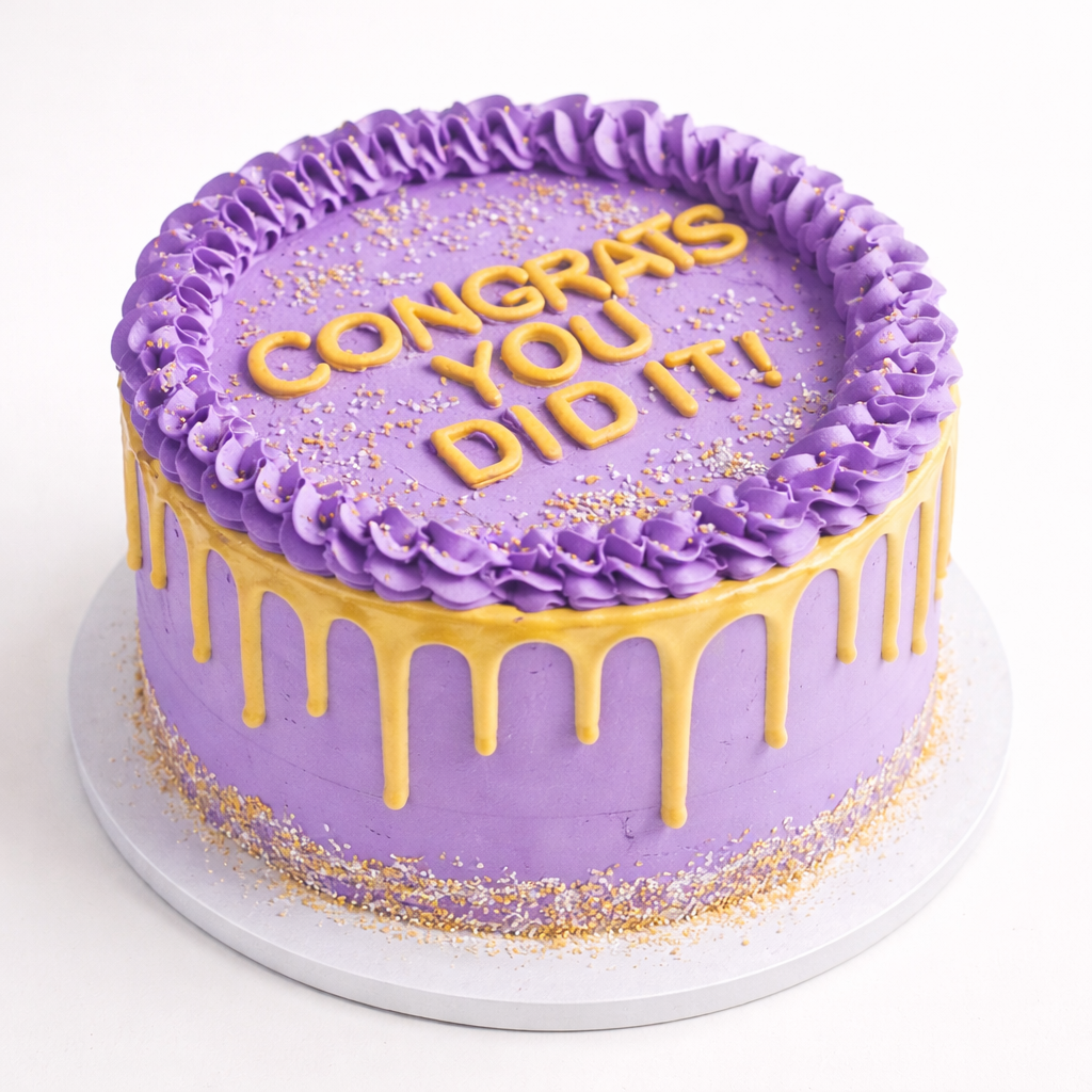 Golden Drip Congratulations Cake