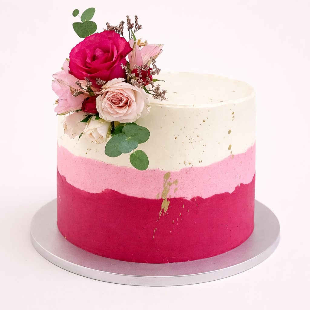 Blush Ombre Floral Cake